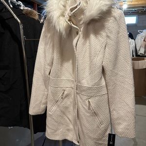 INC International Concepts Cream Pea Coat with Timeless Elegance